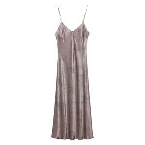 ZARA Silver Silk-Feel Batik 90's Slip Dress